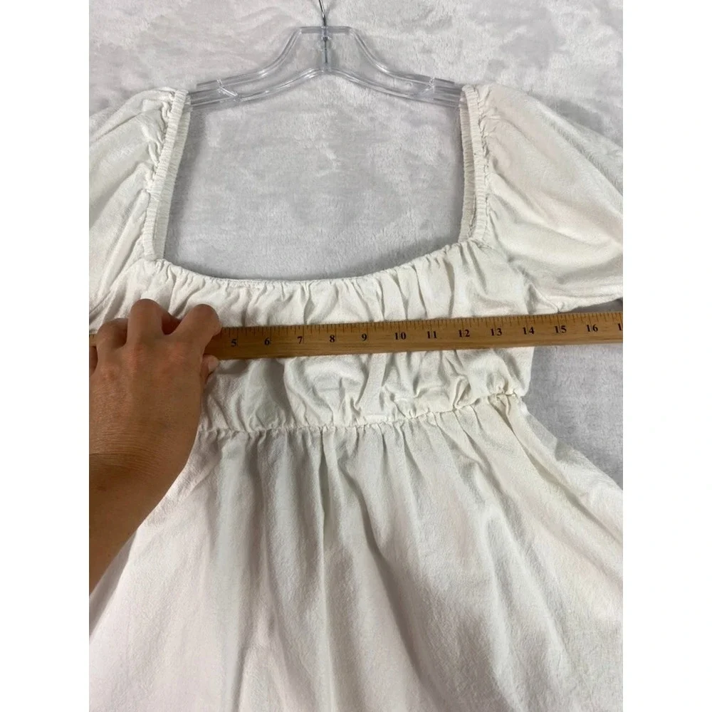 Free People Blouse Top Women Sz S White Milkmaid Cut Out Back Tie Cottage